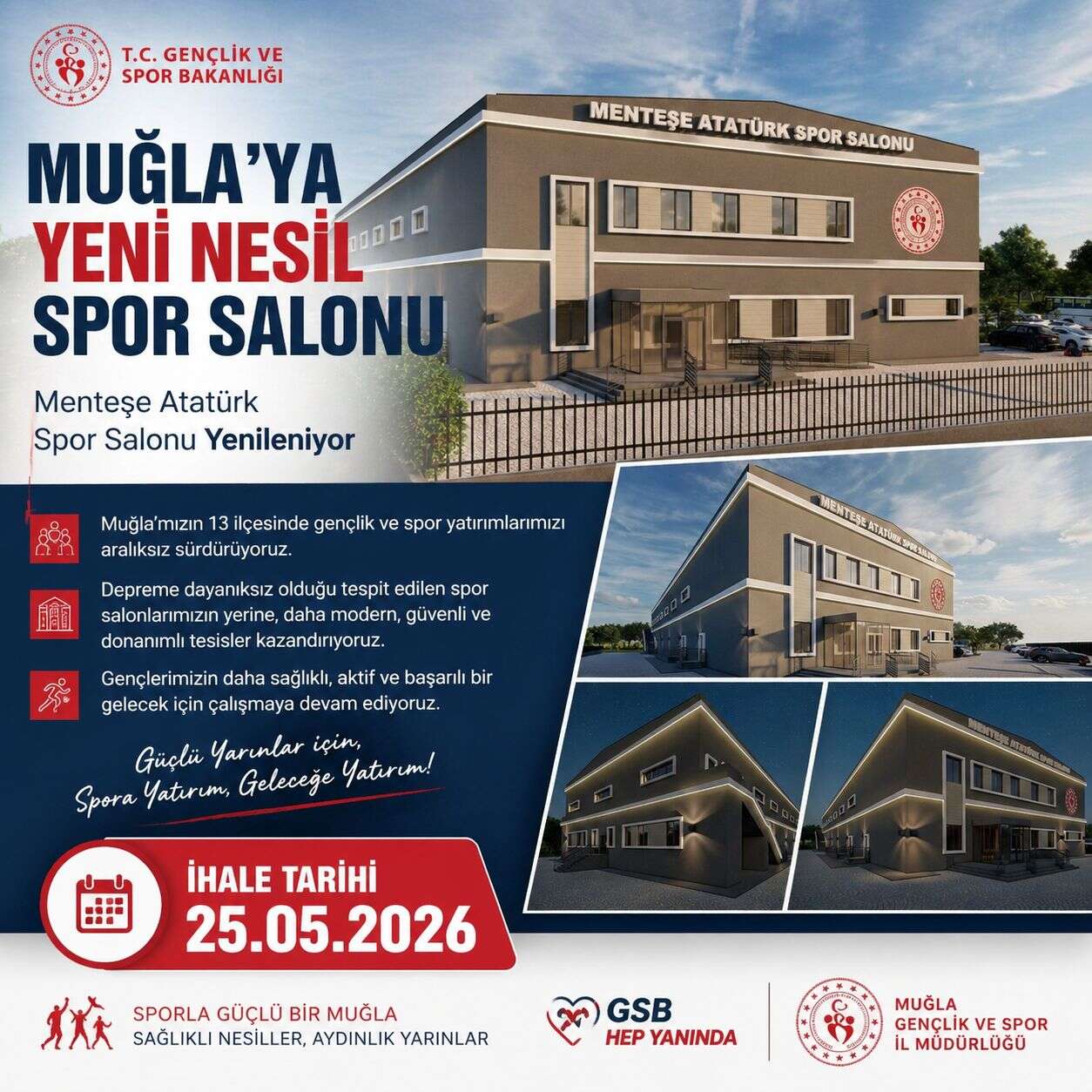 Gençlik ve Spor Bakanlığı’ndan Muğla’ya Bayram Müjdesi: Atatürk Spor Salonu İhalesi Tamamlandı 5